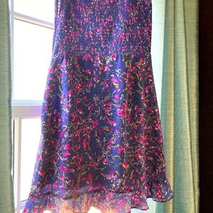 Size 2 French Connection flowered purple smocked dress